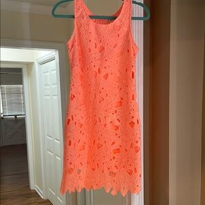 Coral Lace Sleeveless Dress